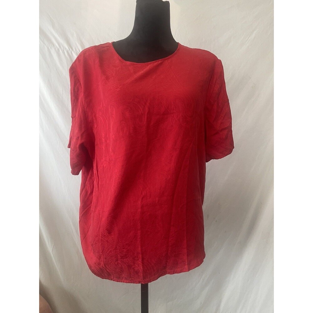Laura & Jayne Women’s  Red Silk Blouse Paisley pattern XL